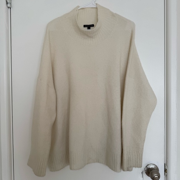 Eileen Fisher Cream Women's Cashmere Silk Turtleneck Sweater Size L - Picture 5 of 7